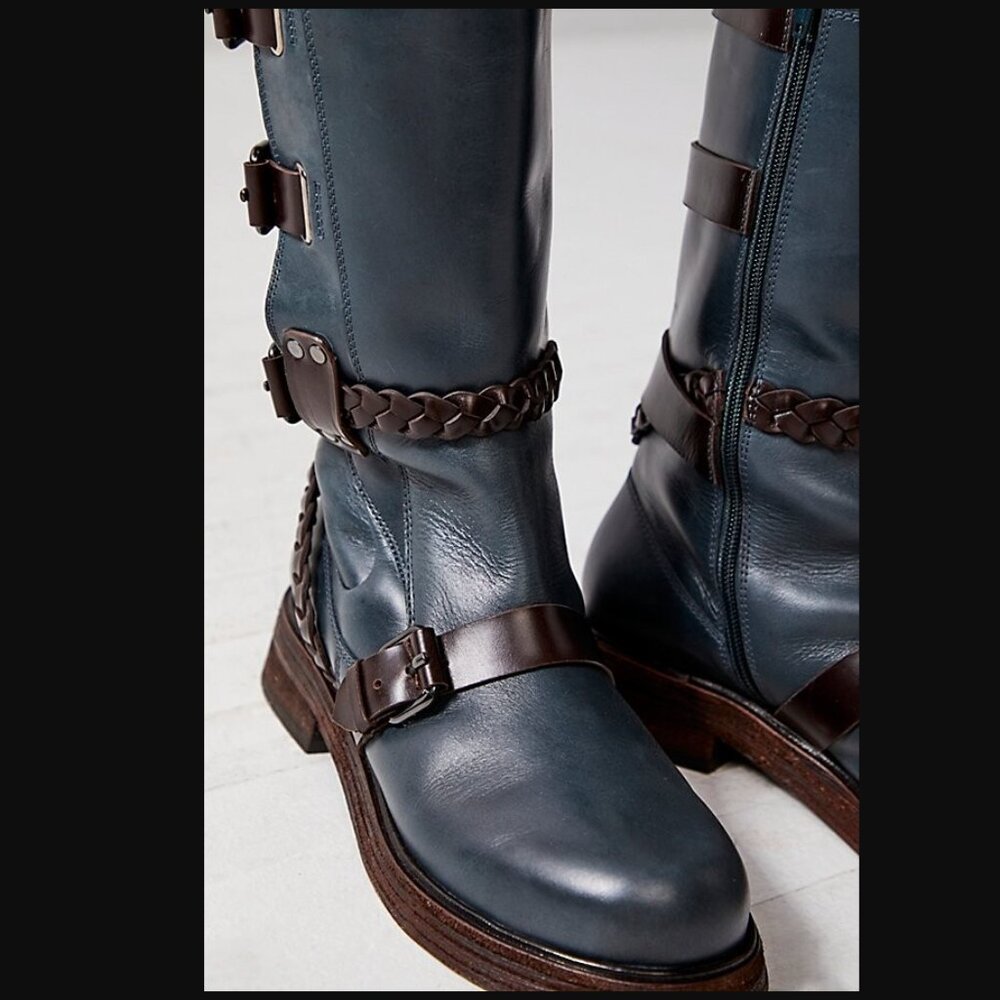 New Free People Billie Buckle Boots Size 7 MSRP: $298 Leather - Picture 2 of 7